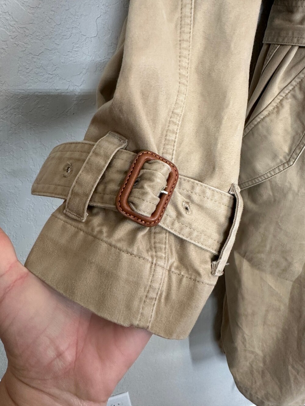 Isabel Marant Trench Coat Double-Breasted Belted Khaki Cotton Women's Size 38 - Picture 3 of 16